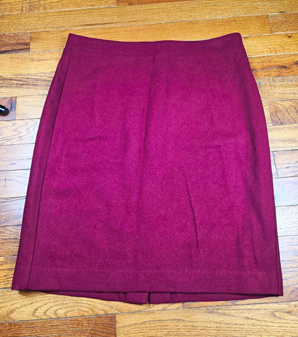 J.Crew The Pencil Skirt Womens 8 Burgundy Wool Blend Lined Career 46575